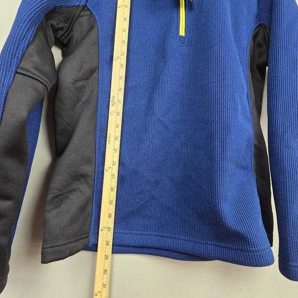 SPYDER Quarter Zip Fleece Lined Pullover Waffle Sweater Blue Black Mens Size L - Picture 14 of 14